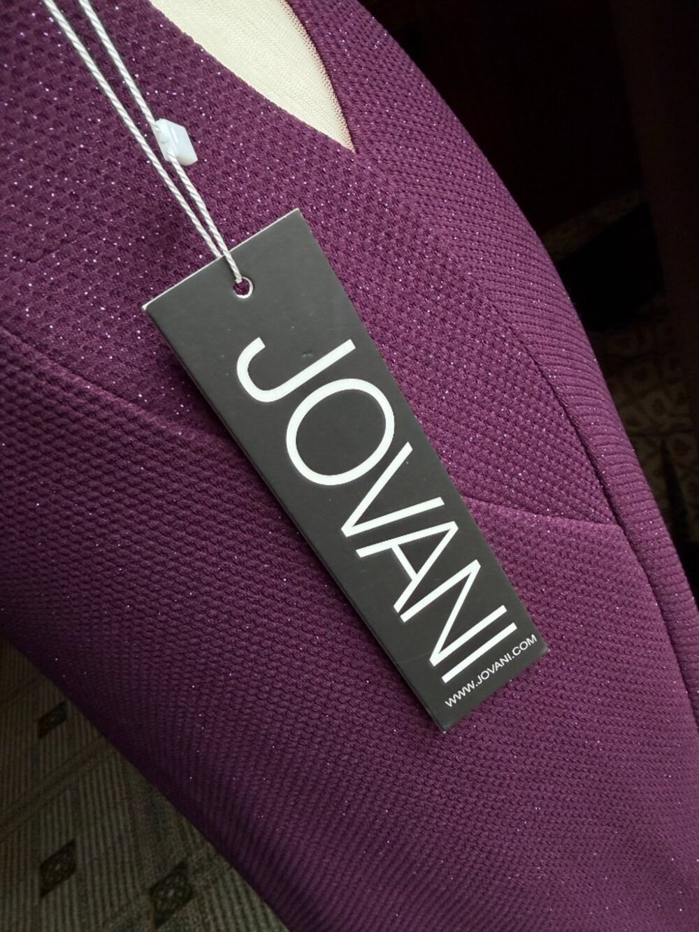 NWT Jovani 55191A Purple Glitter High Neck Mini Dress - size 8 - Picture 5 of 13
